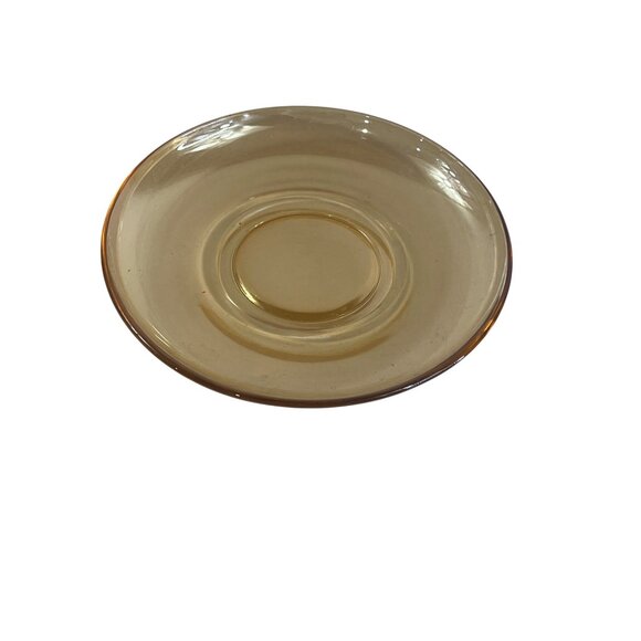VINTAGE FOSTORIA GLASS ELEGANT PALE AMBER PIONEER PATTERN DEMI SAUCER - Picture 1 of 3
